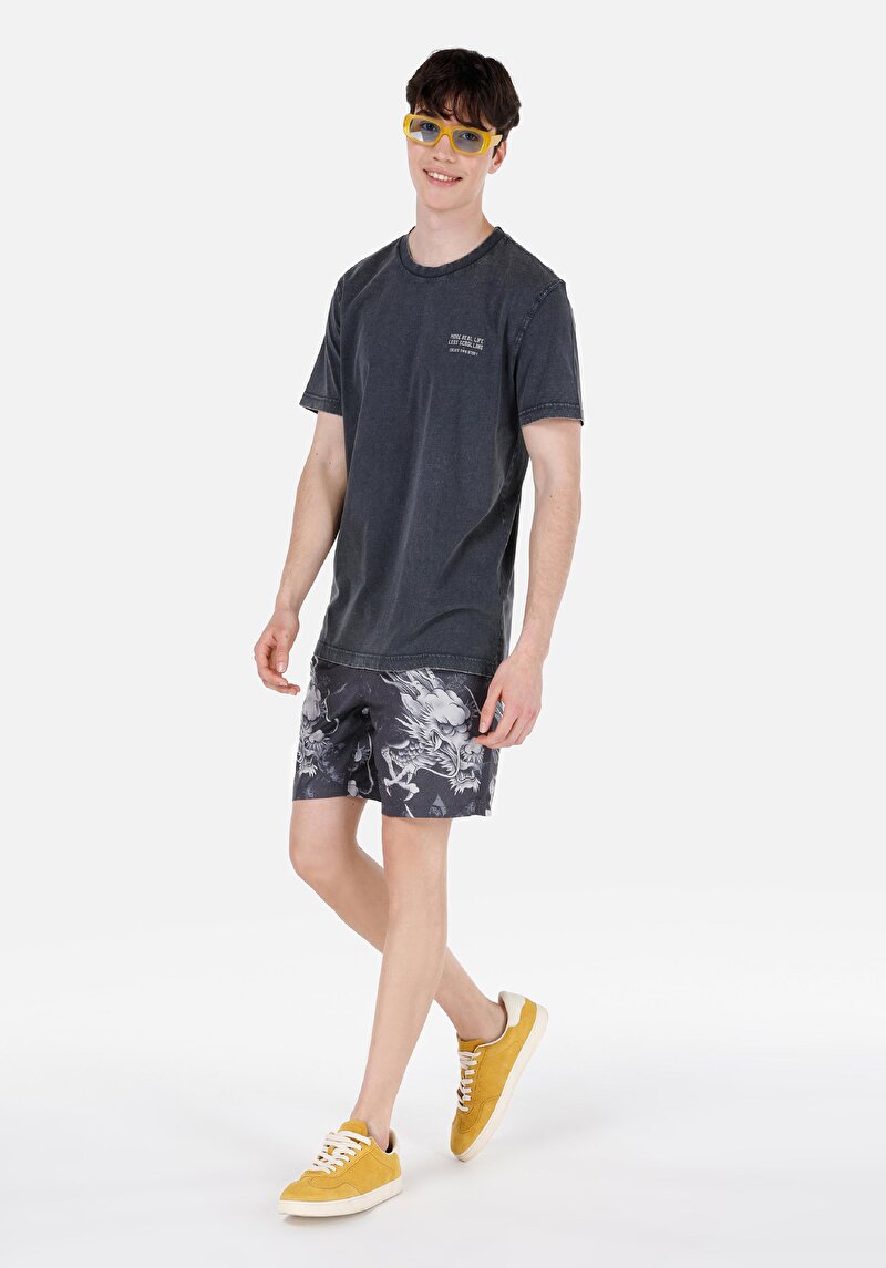 Slim Fit Erkek Siyah Deniz Şortu