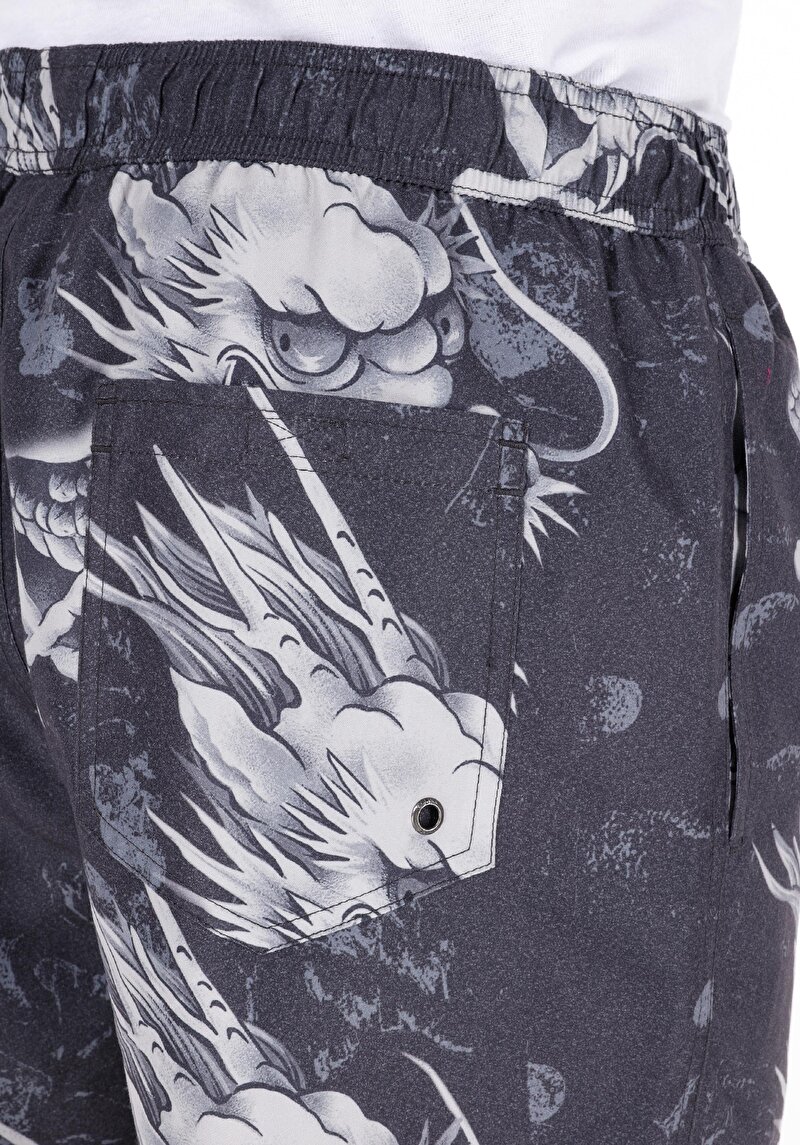 Slim Fit  Erkek Siyah Deniz Şortu