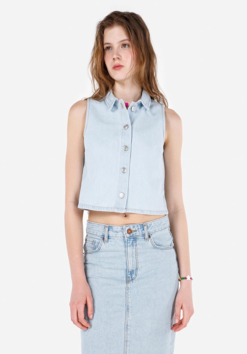 Regular Fit Kadın Mavi Yelek