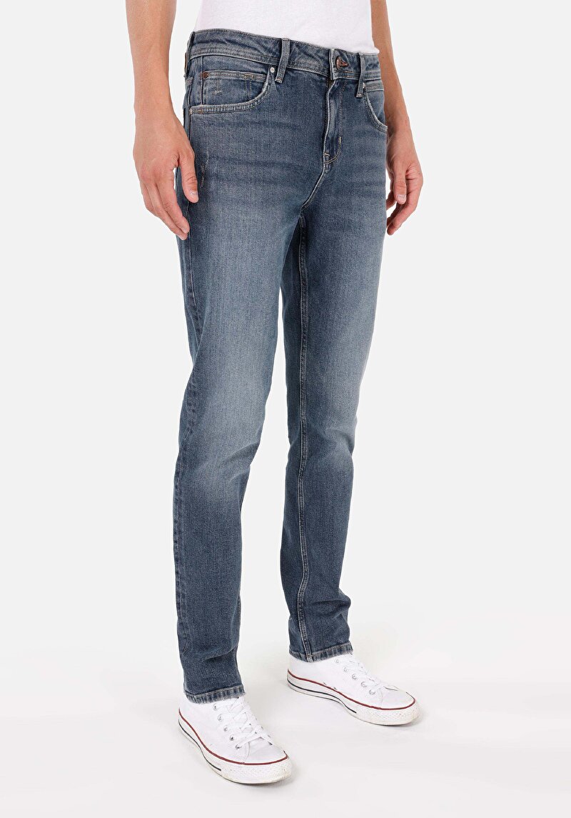 Straight Fit Düşük Bel Düz Paça Erkek İndigo Jean Pantolon