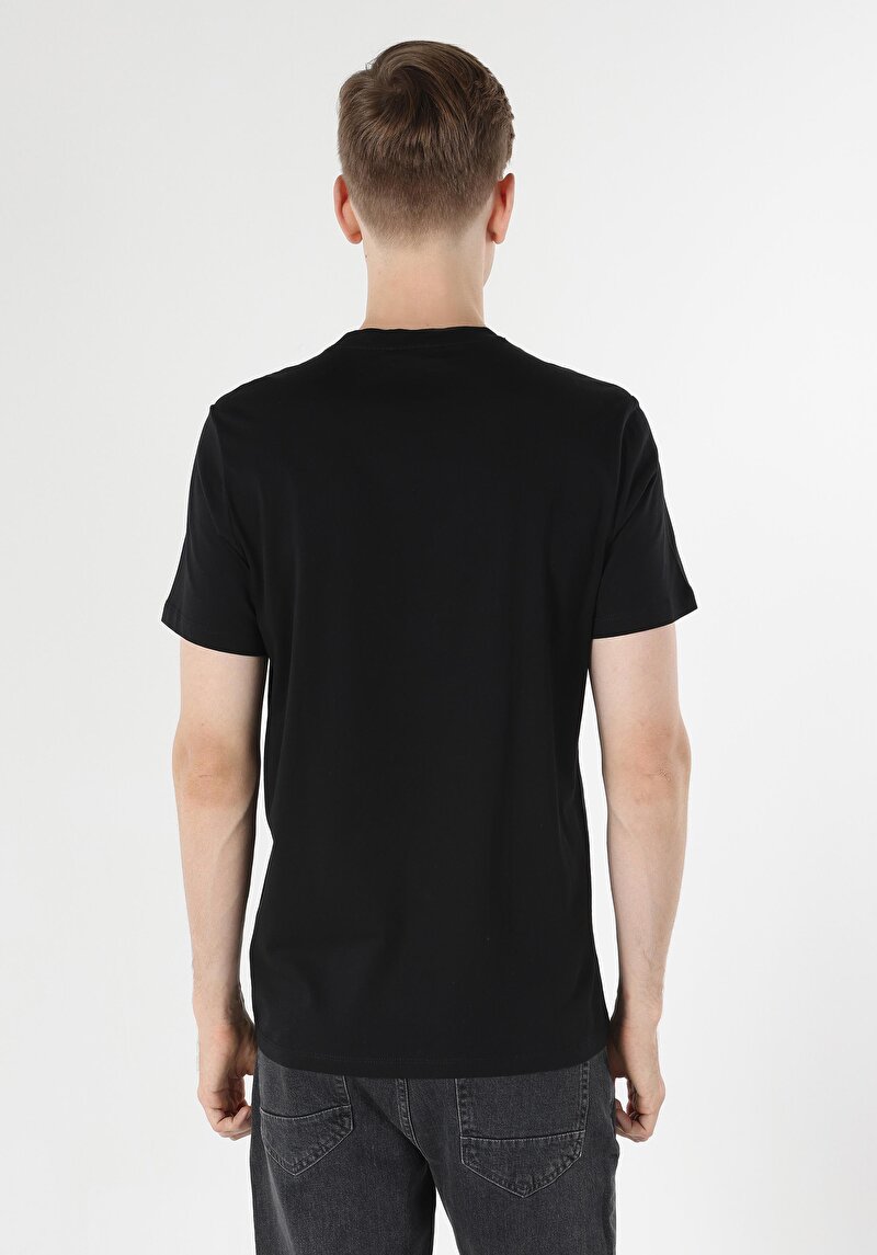 Regular Fit Yuvarlak Yaka Düz Erkek Siyah Kısa Kol Tişört