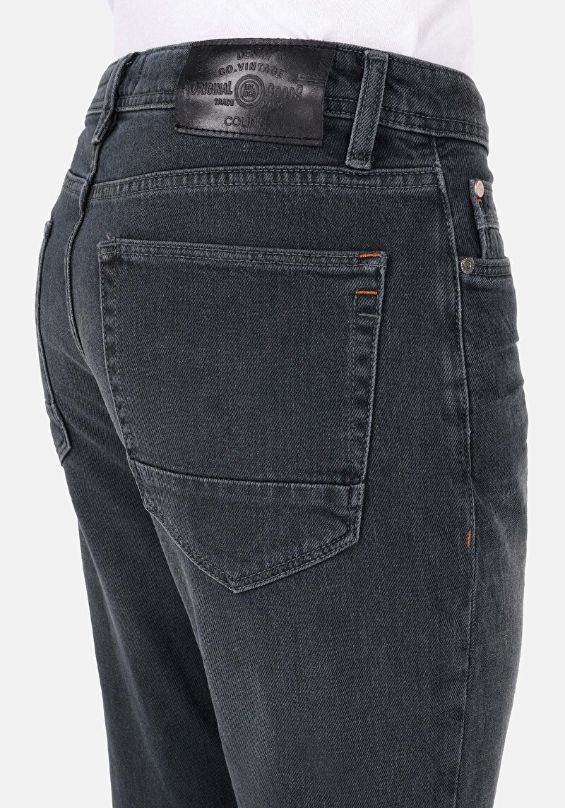 Regular Fit Orta Bel Daralan Paça Erkek Koyu İndigo Jean Pantolon
