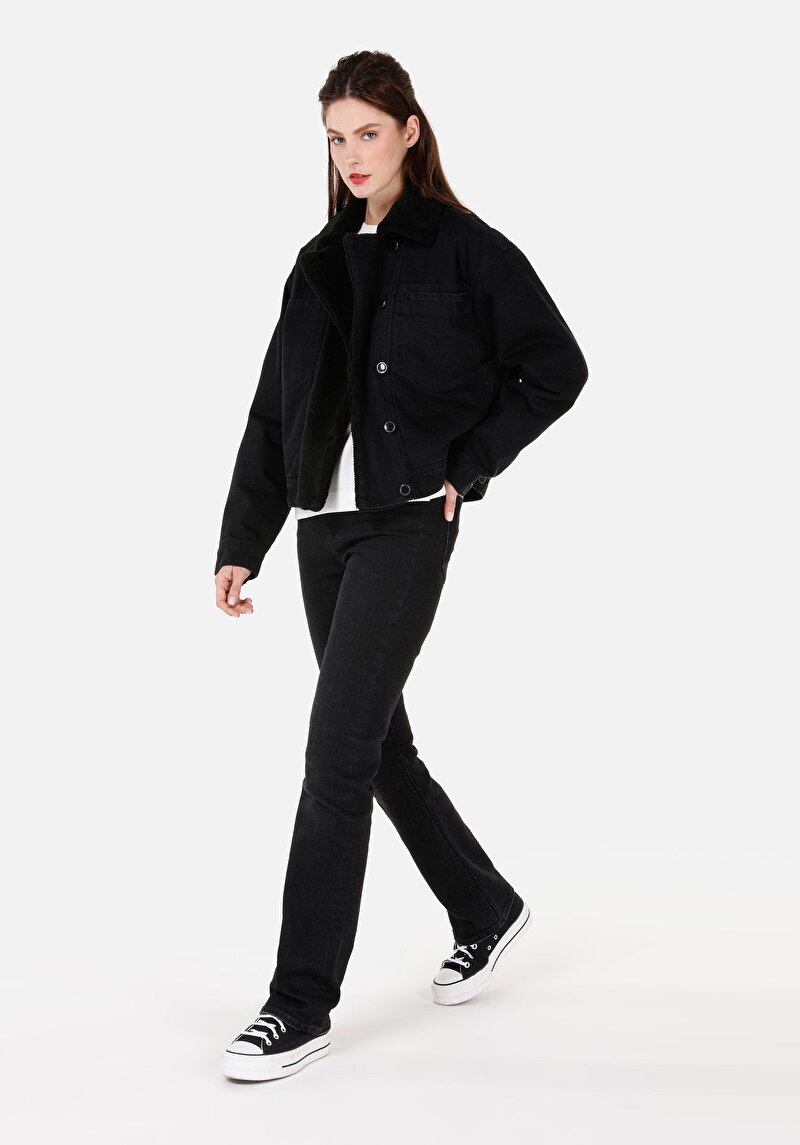 Regular Fit Kadın Siyah Ceket