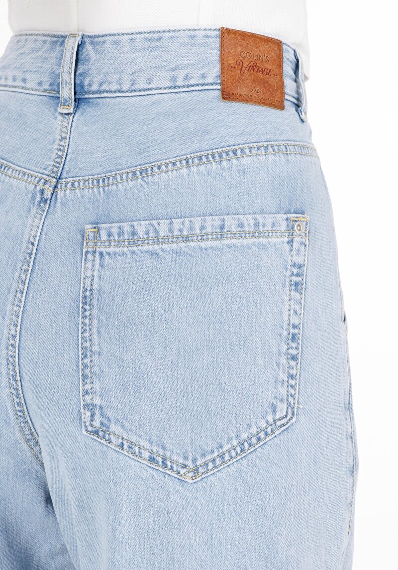 Barrel Fit   Kadın İndigo Jean Pantolon