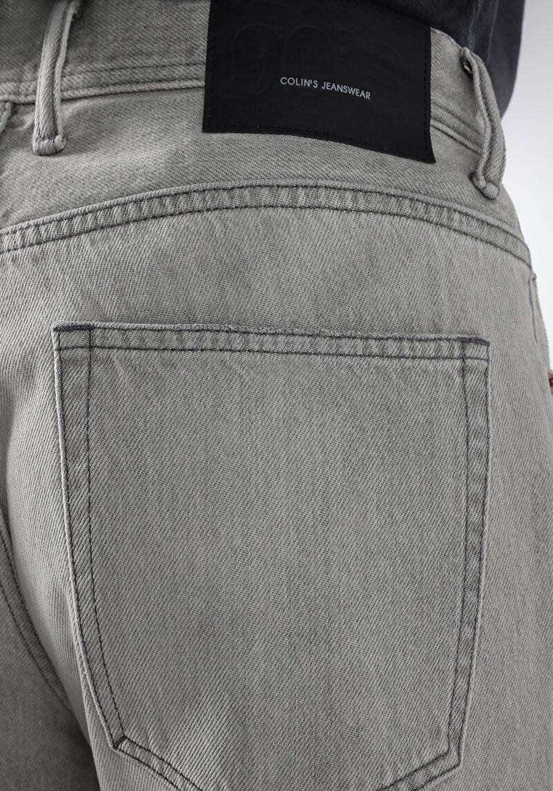 Loose Straight Fit Orta Bel Düz Paça Erkek Gri Jean Pantolon