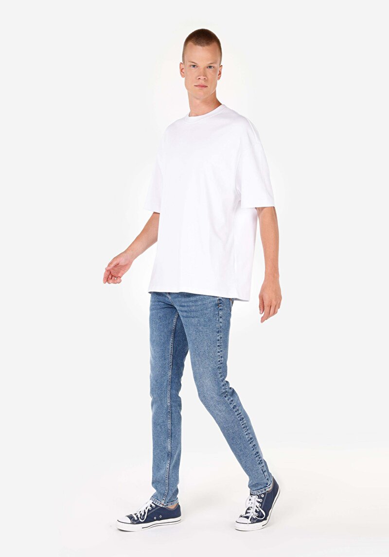 Straight Fit Düşük Bel Düz Paça Erkek Koyu İndigo Jean Pantolon