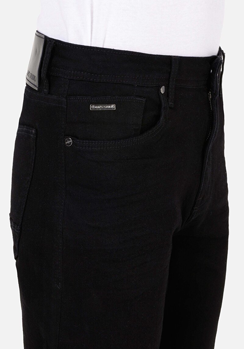 Regular Fit Orta Bel Düz Paça Erkek Siyah Jean Pantolon