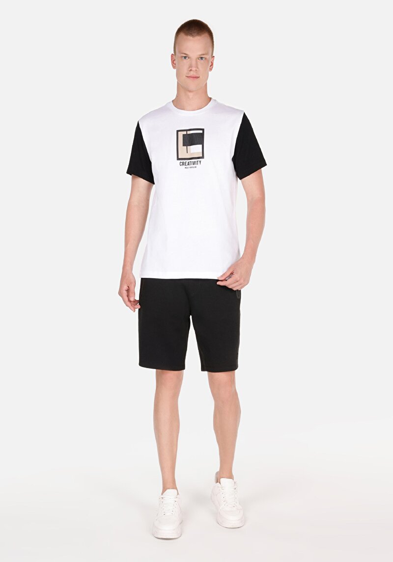 Regular Fit Yuvarlak Yaka Erkek Beyaz Kısa Kol Tişört