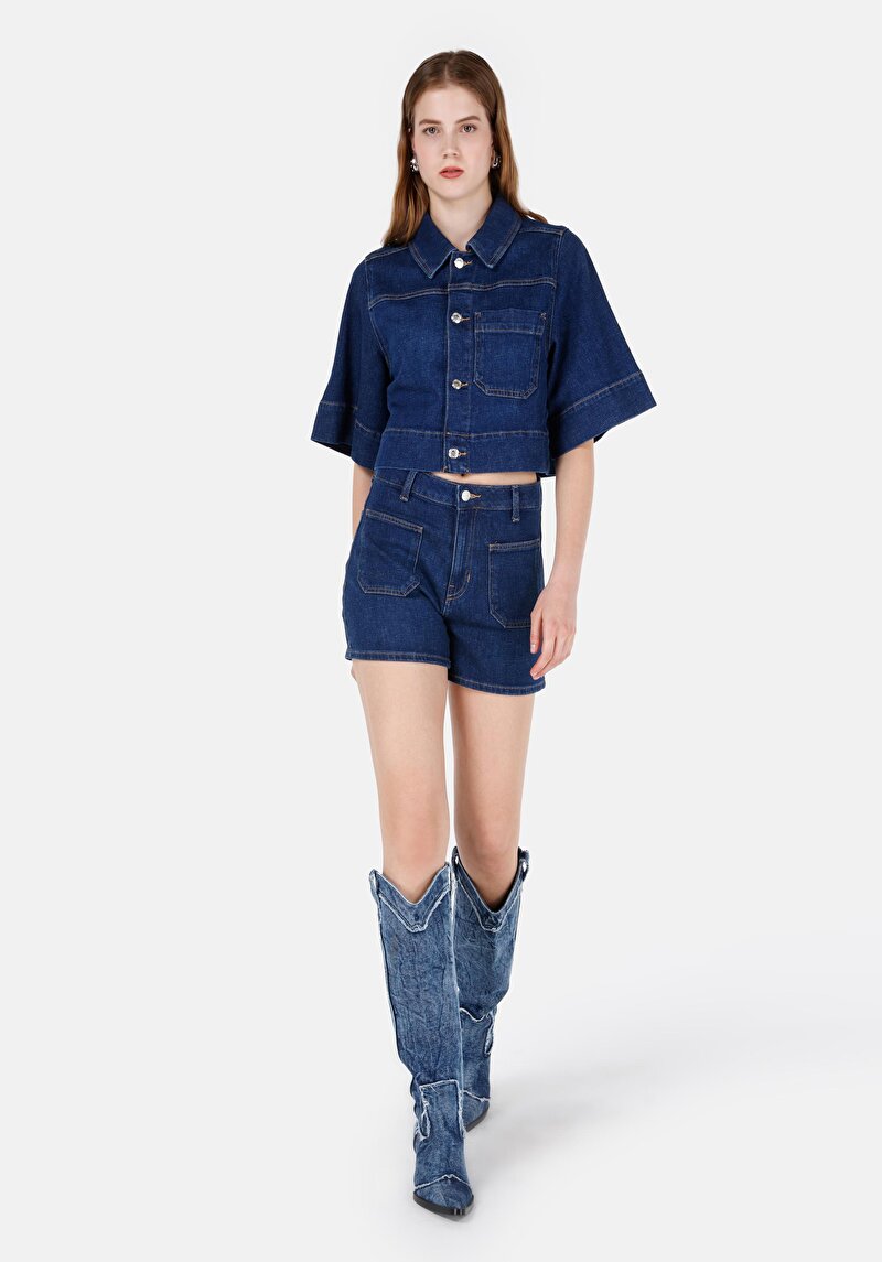 Mom Fit Yüksek Bel Kadın Siyah Jean Şort