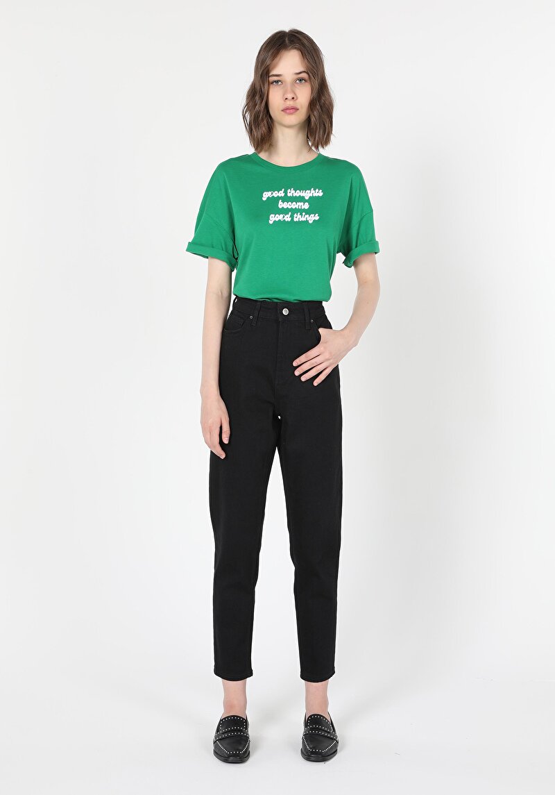 Mom Fit Yüksek Bel Daralan Paça Kadın Denim Jean Pantolon