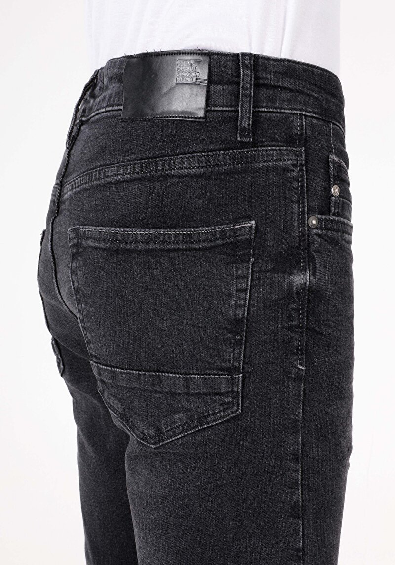 Skinny Fit Yüksel Bel Dar Paça Erkek Siyah Jean Pantolon