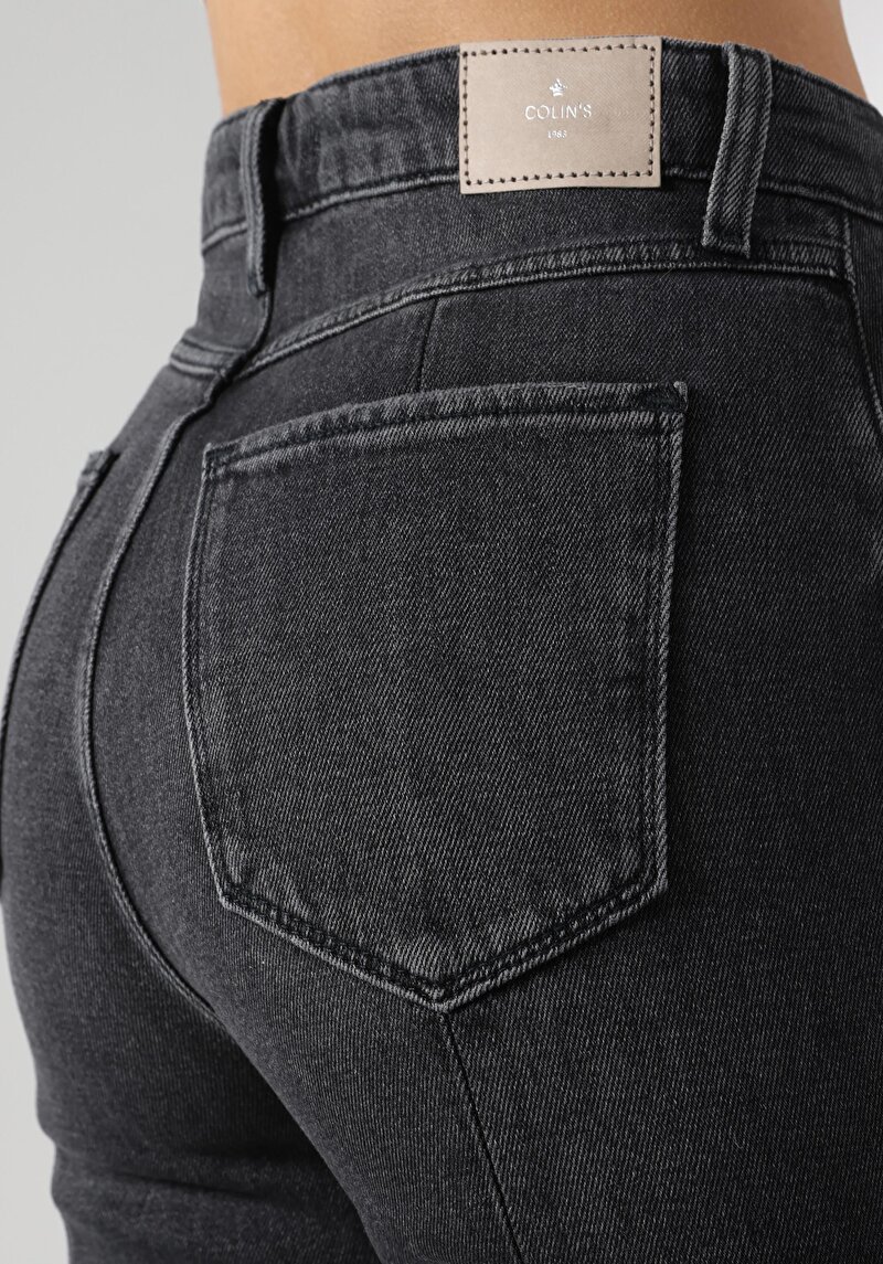 Regular Fit Orta Bel Bootcut Kadın Siyah Jean Pantolon