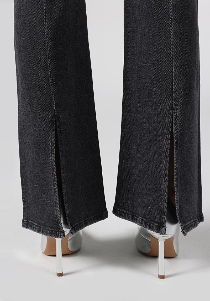 Regular Fit Orta Bel Bootcut Kadın Siyah Jean Pantolon