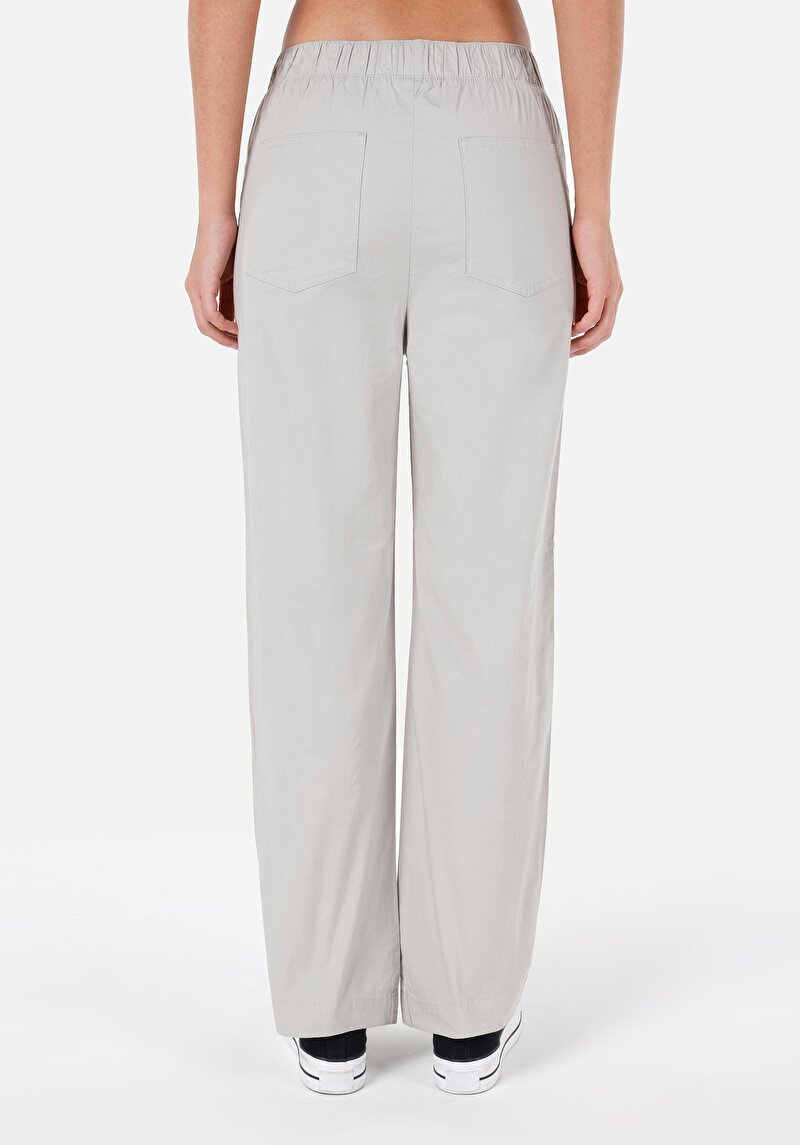 Regular Fit Yüksek Bel Geniş Paça Kadın Pamuk Taş Pantolon