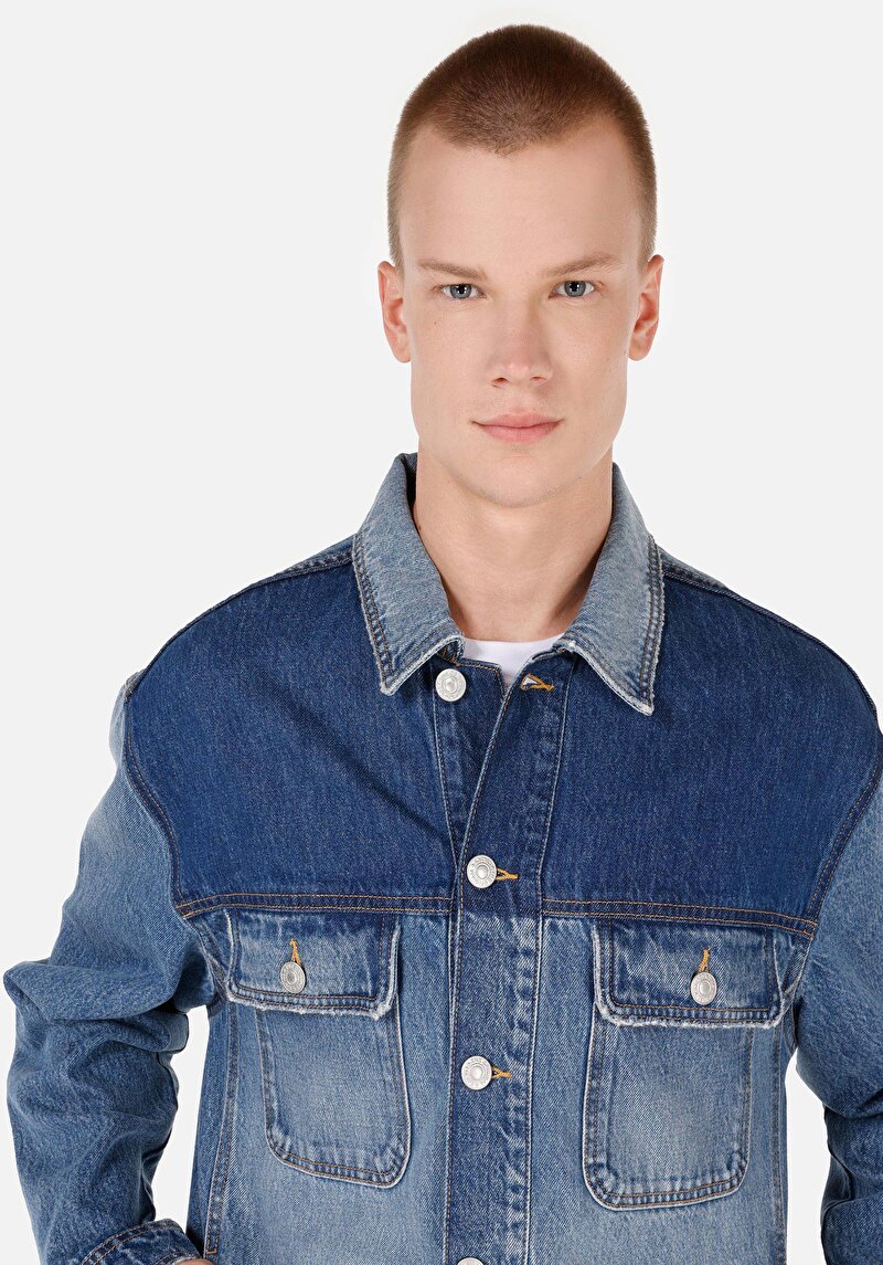 Regular Fit Düğmeli Astarsız Erkek Açik Mavi Ceket