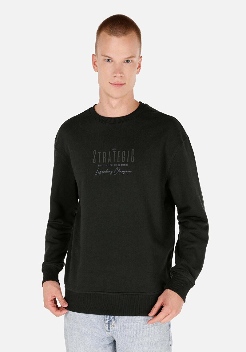 Comfort Fit Erkek Yeşil Sweatshirt
