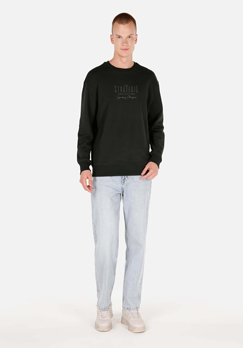 Comfort Fit Erkek Yeşil Sweatshirt