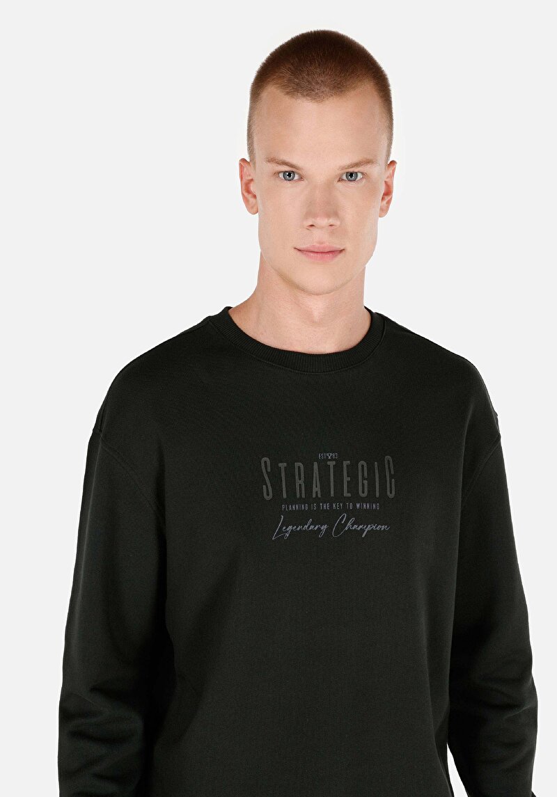 Comfort Fit Erkek Yeşil Sweatshirt