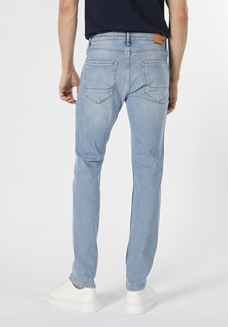 Straight Fit Düşük Bel Düz Paça Erkek İndigo Jean Pantolon
