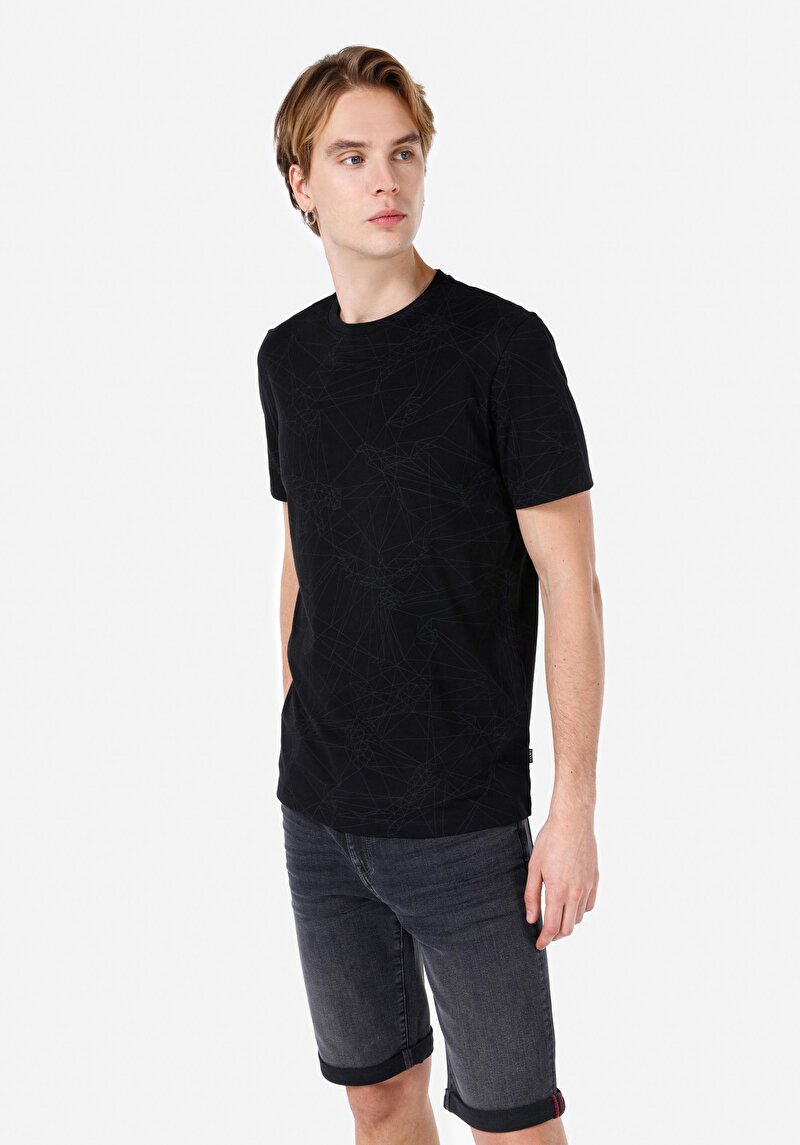 Regular Fit Yuvarlak Yaka Düz Erkek Siyah Kısa Kol Tişört