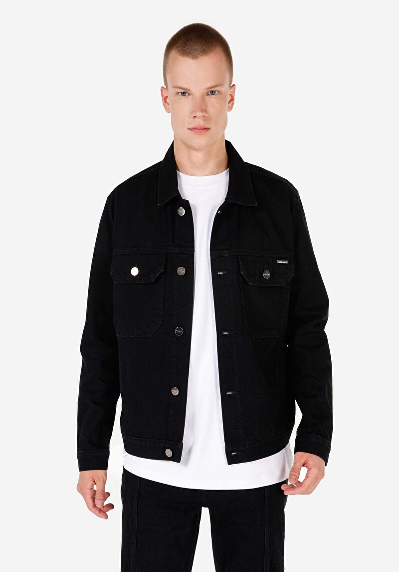 Regular Fit Düğmeli Astarsız Erkek Siyah Ceket