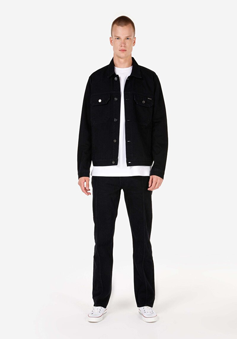 Regular Fit Düğmeli Astarsız Erkek Siyah Ceket