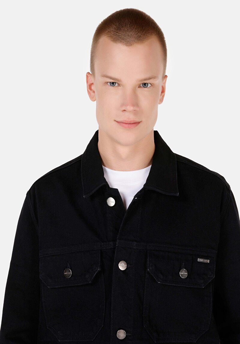 Regular Fit Düğmeli Astarsız Erkek Siyah Ceket