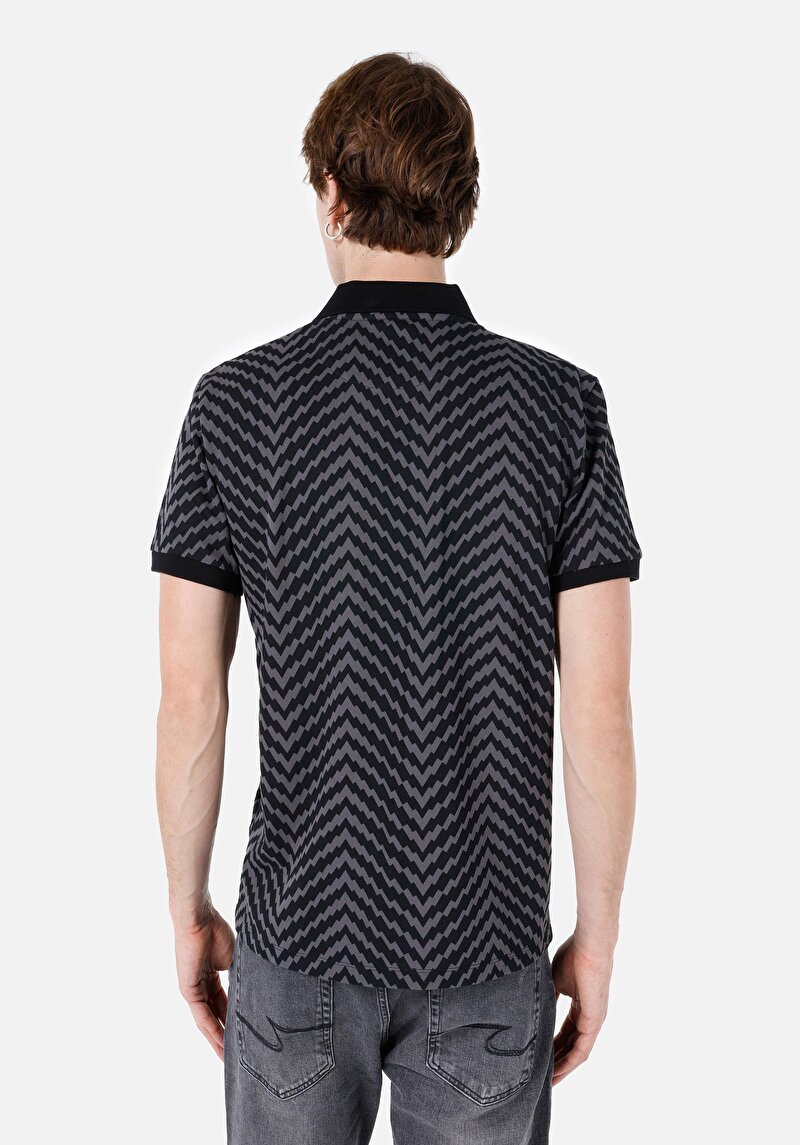 Regular Fit Polo Yaka Erkek Siyah Kısa Kol Tişört