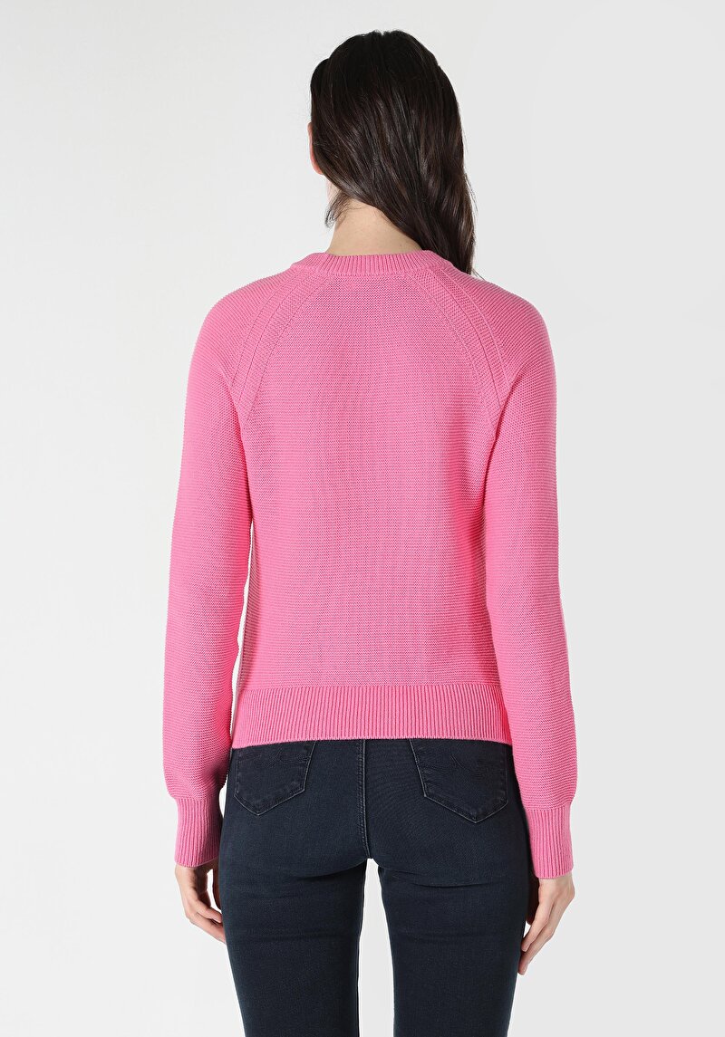 Regular Fit Yuvarlak Yaka Düz Kadın Pembe Kazak