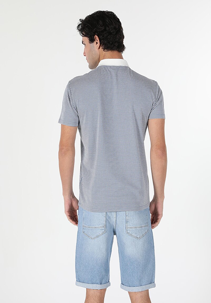 Regular Fit Polo Yaka Düz Erkek Mavi Kısa Kol Tişört