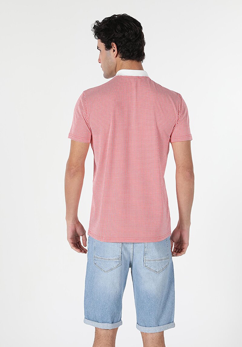 Regular Fit Polo Yaka Düz Erkek Kirmizi Kısa Kol Tişört