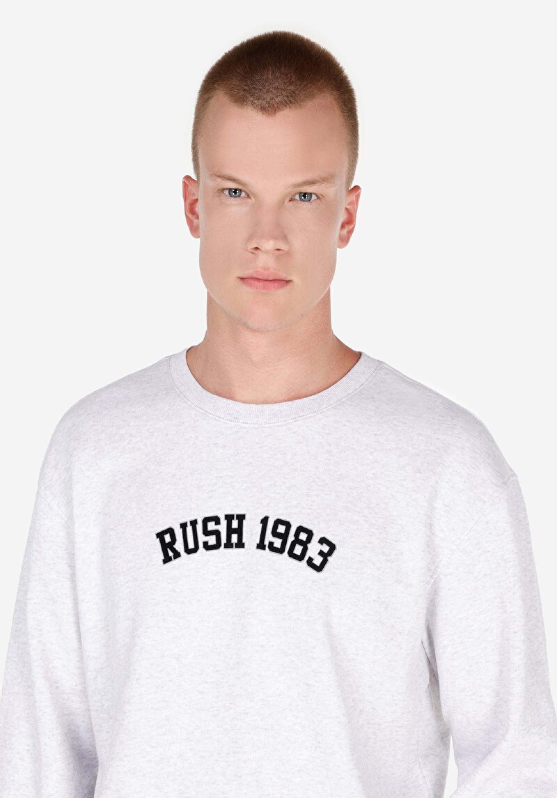 Comfort Fit Erkek Baskılı Gri Sweatshirt