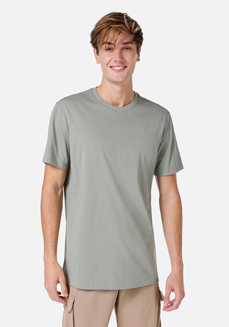 Comfort Fit Yuvarlak Yaka Düz Erkek Yeşil Kısa Kol Tişört