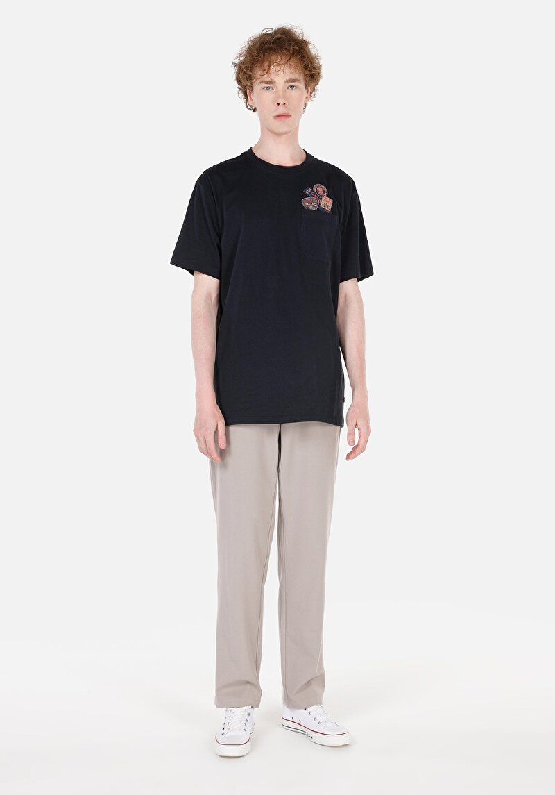 Comfort Fit Yuvarlak Yaka Erkek Lacivert Kısa Kol Tişört