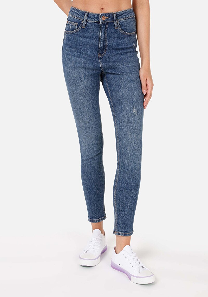 Skinny Fit Kadın İndigo Jean Pantolon