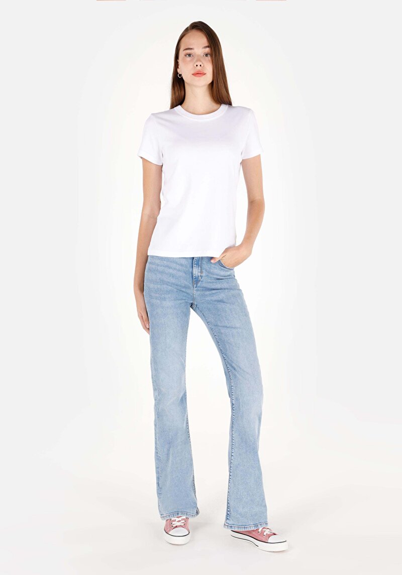 Regular Fit Kadın İndigo Cepli Denim Jean Pantolon