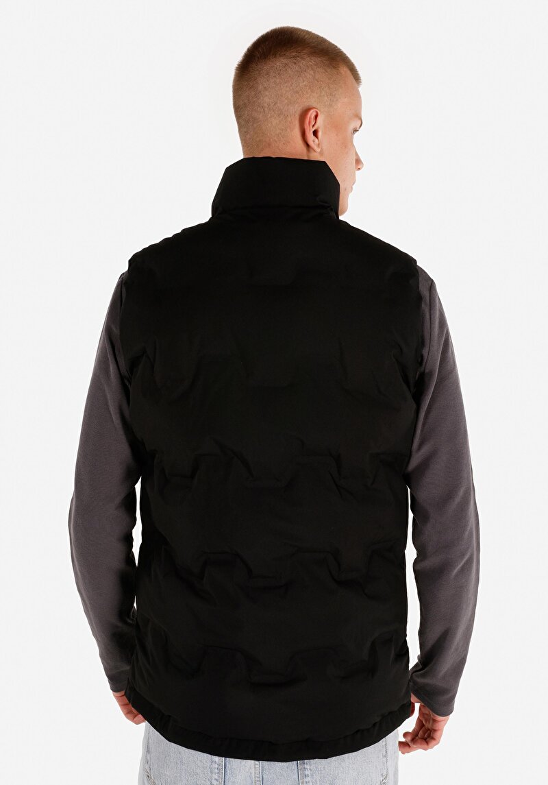 Slim Fit Fermuarlı Erkek Siyah Yelek