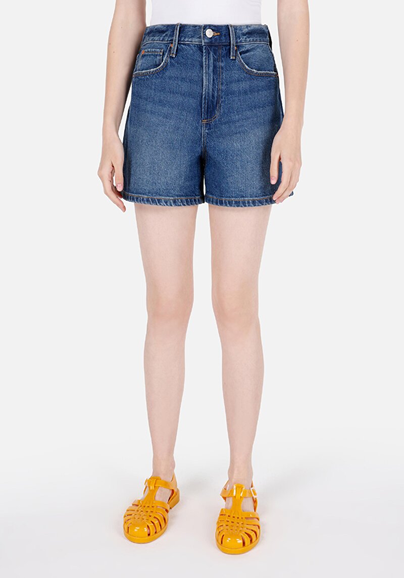 Regular Fit Yüksel Bel Kadın Denim Jean Şort