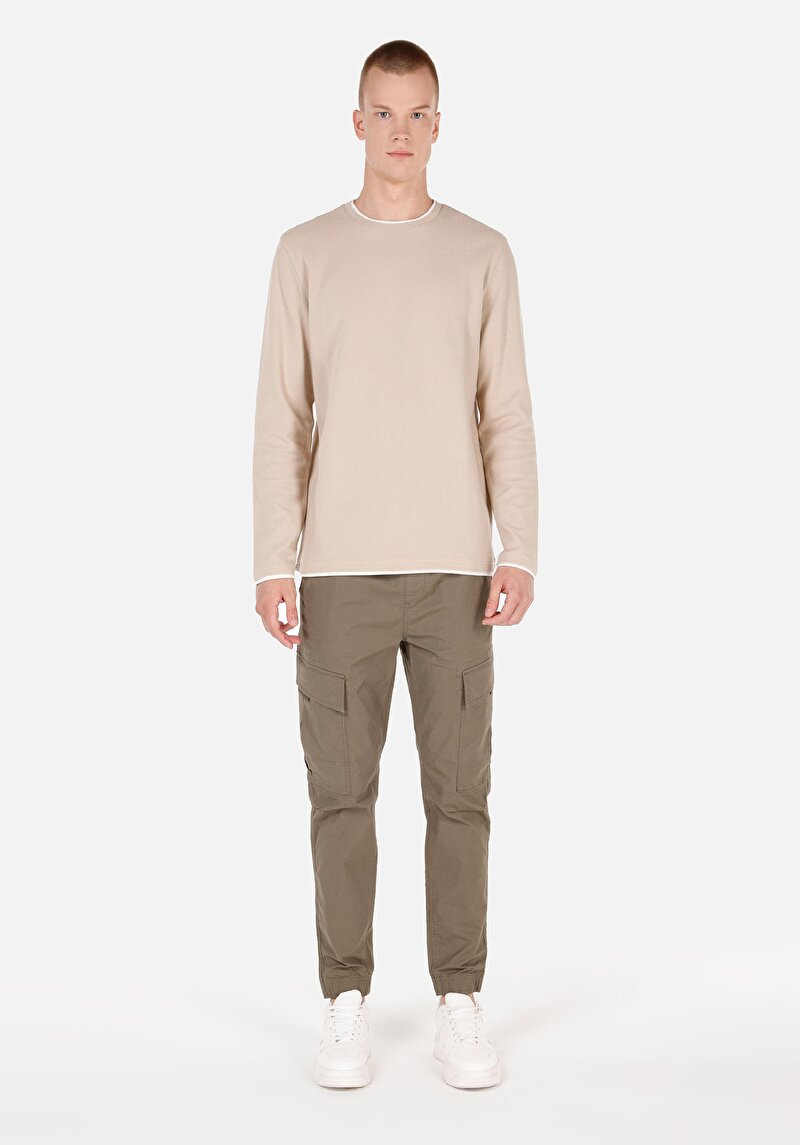 Slim Jogger Orta Bel Lastikli Paça Erkek Yeşil  Pantolon