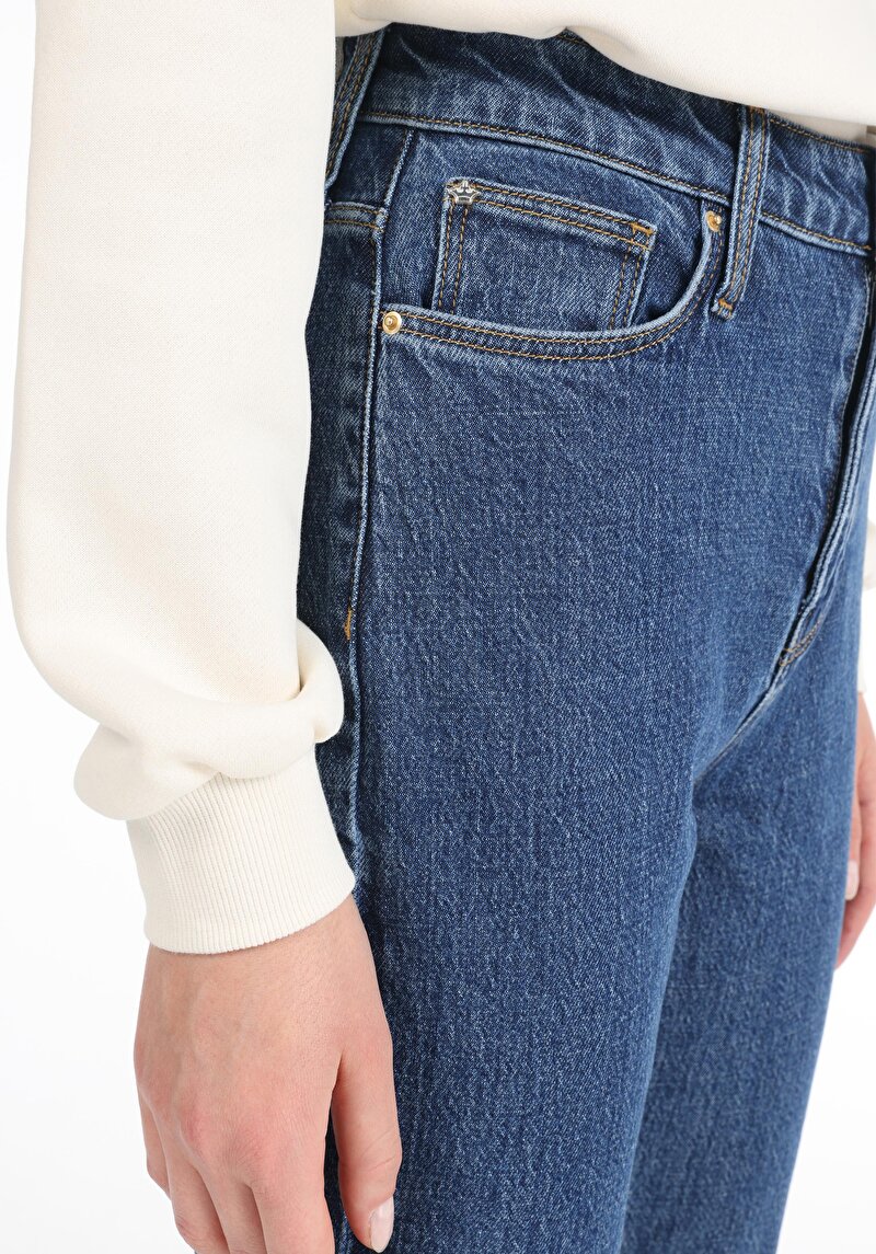 896  Marıa Mom Fit Yüksel Bel Daralan Paça Kadın Mavi Jean Pantolon Cl1060570