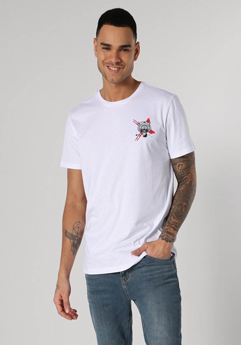 Regular Fit Yuvarlak Yaka Kadın Lacivert Kısa Kol Tişört