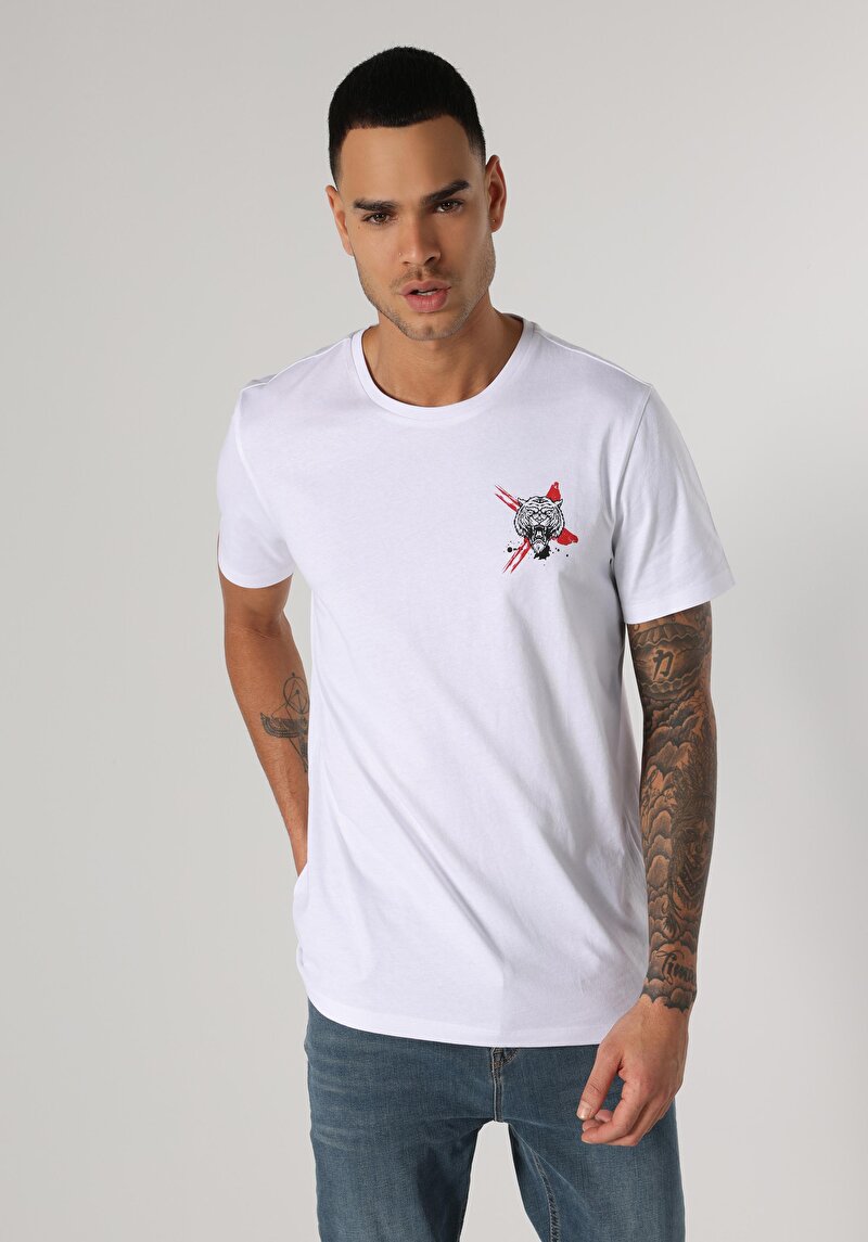 Regular Fit Yuvarlak Yaka Kadın Lacivert Kısa Kol Tişört