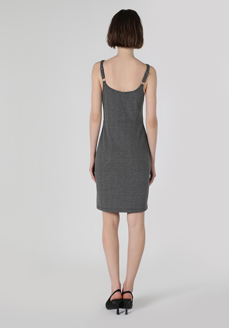 Slim Fit Kadın Antrasit Kolsuz Elbise