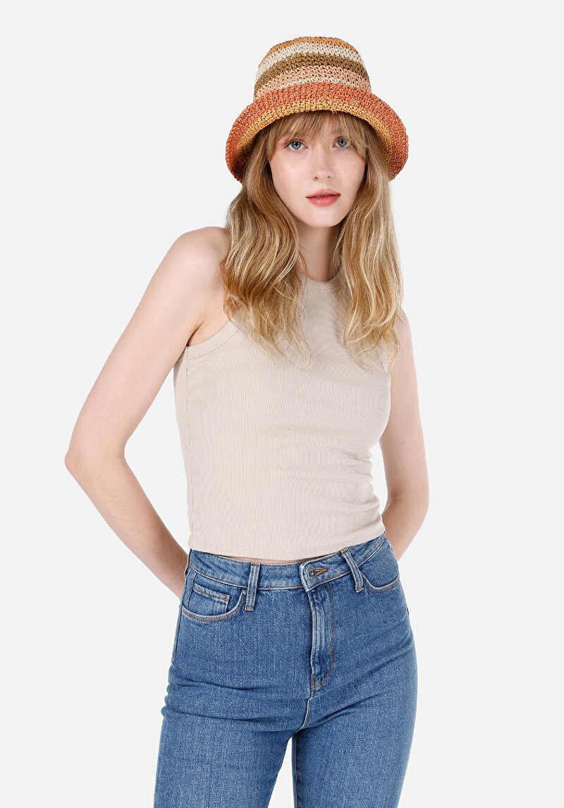 Slim Fit Kadın Bej Atlet