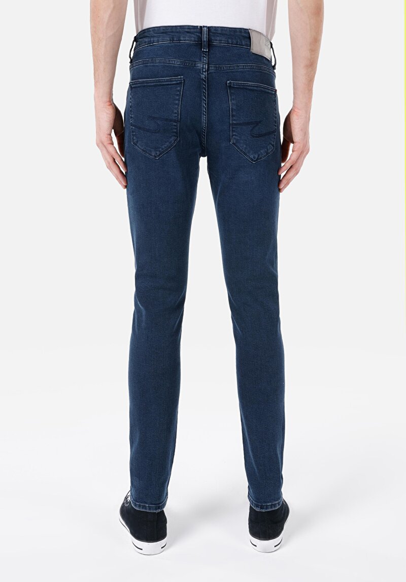 Slim Fit Erkek Koyu İndigo Jean Pantolon