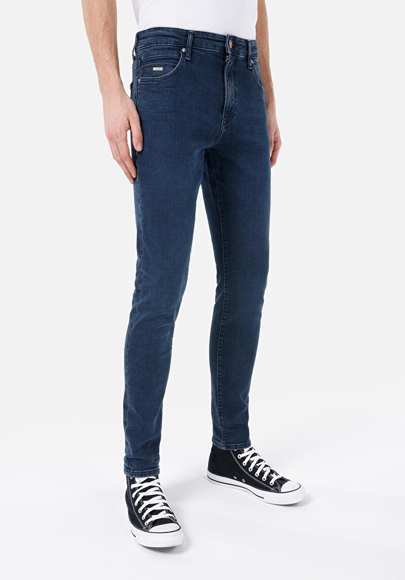 Slim Fit Erkek Koyu İndigo Jean Pantolon