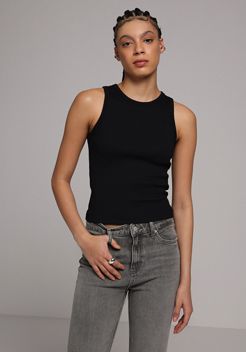 Slim Fit Kadın Siyah Atlet