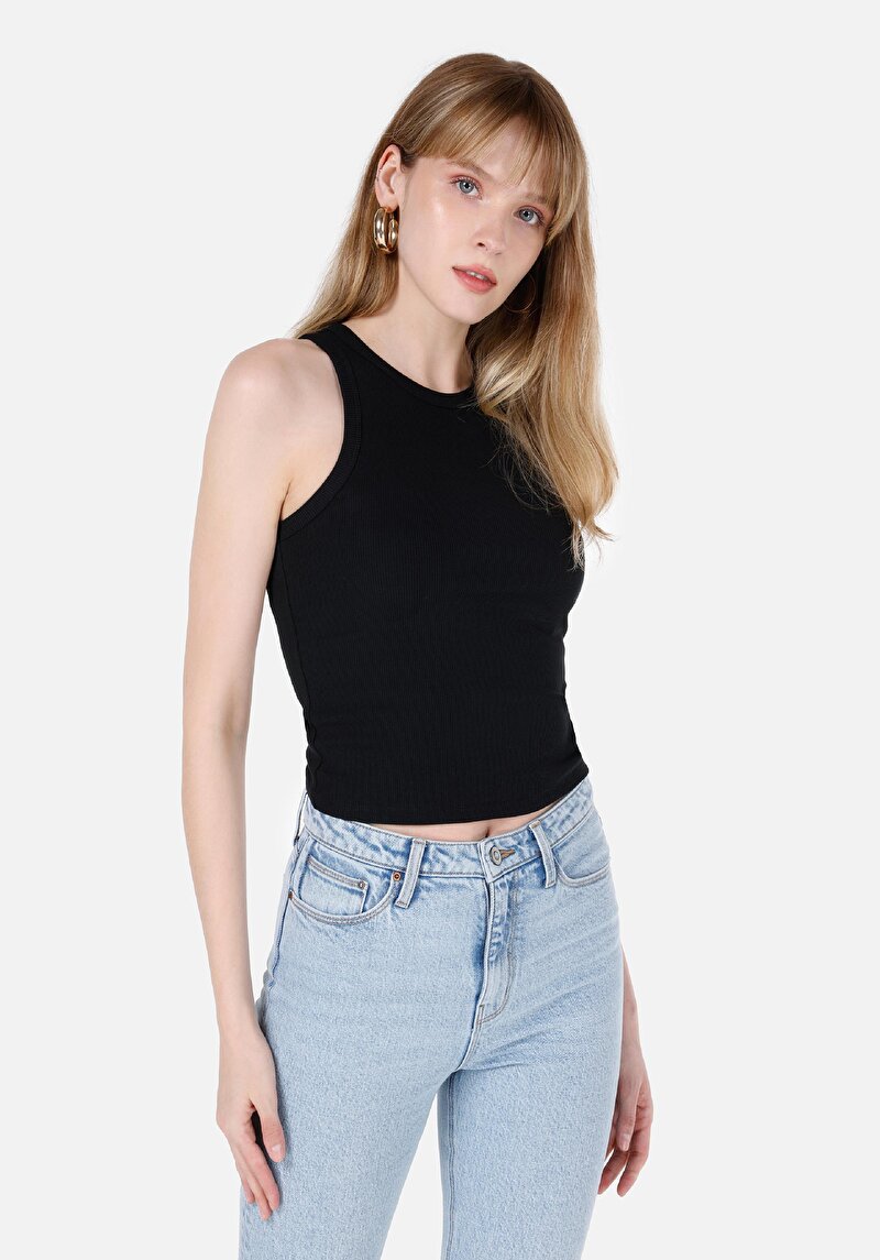 Slim Fit Kadın Siyah Atlet