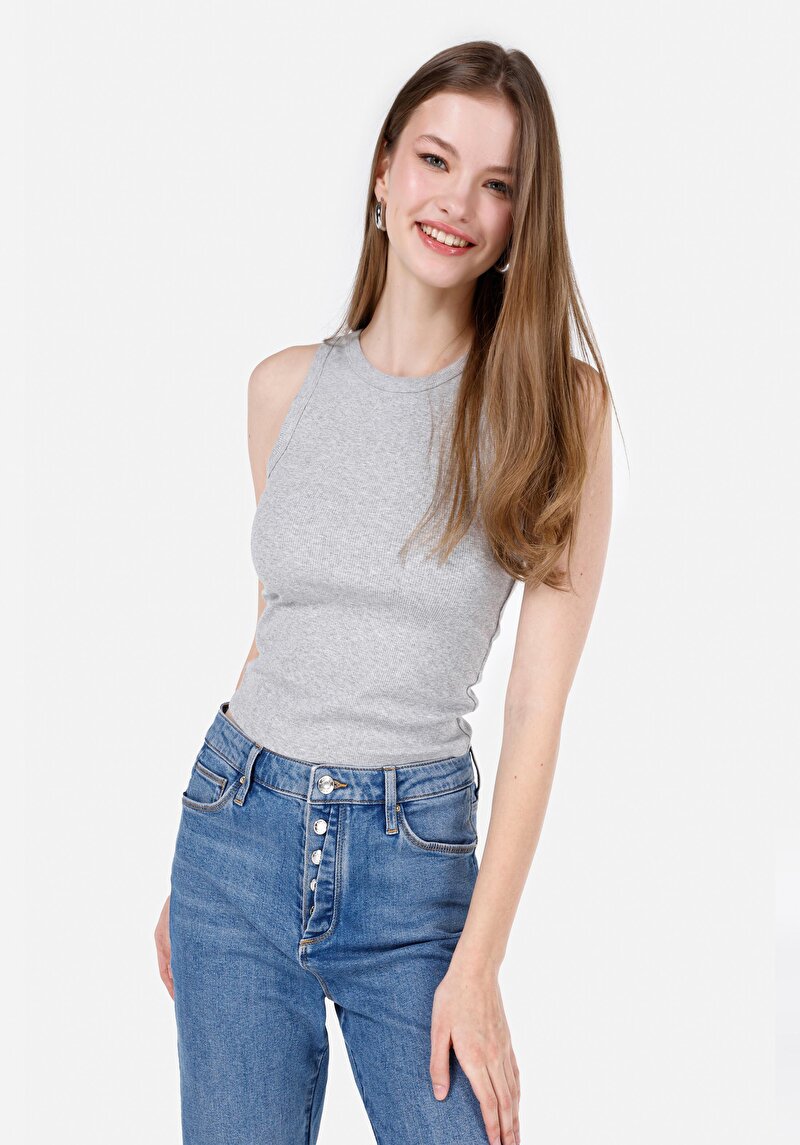 Slim Fit Kadın Gri Atlet