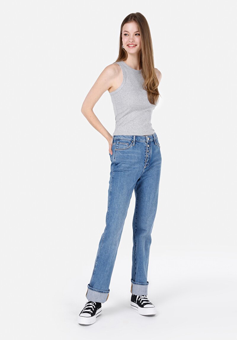 Slim Fit Kadın Gri Atlet